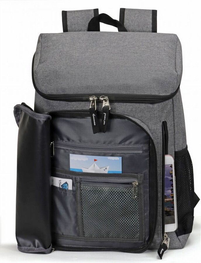 K-Cliffs Unisex School Backpack, Casual Zipper Top Laptop Bag Travel Daypack , Light Grey, Polyester