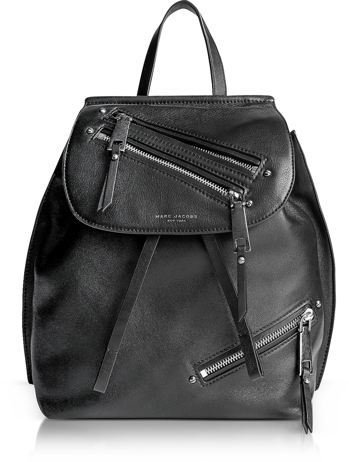 Marc Jacobs Black Leather Zip Pack Backpack - ShopStyle