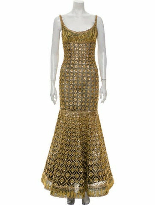 Chanel 1996 Haute Couture Coromandel Embroidered Evening Gown Gold ...
