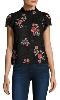 Rebecca Taylor Floral Lace Embellishments Top