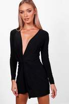 Thumbnail for your product : boohoo Slinky Knot Front Mini Dress