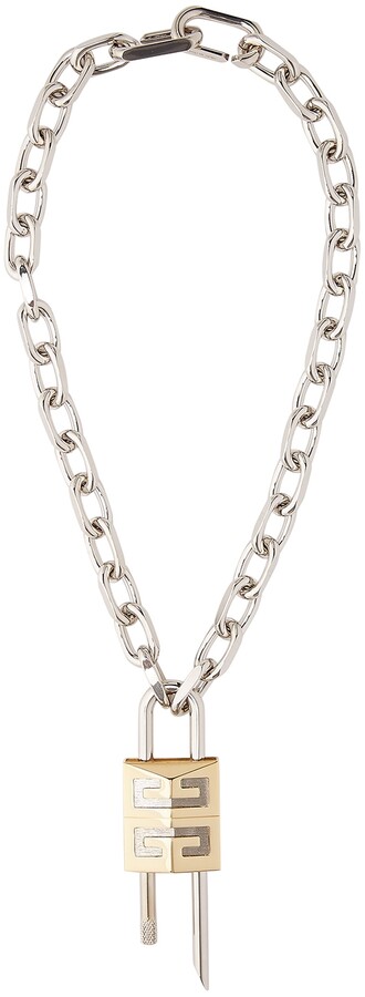 Givenchy Lock silver-tone chain necklace - ShopStyle