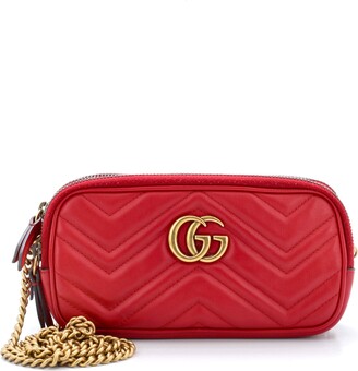 Gucci GG Marmont Triple Zip Chain Bag Matelasse Leather Mini