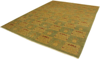 Isabelline Fien Geometric Handmade Hand-Knotted Rectangle 10'1\