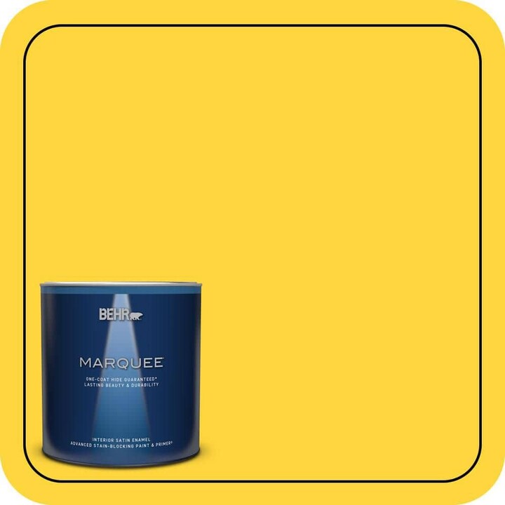 BEHR MARQUEE 1 qt. #380B-6 Lemon Tart Satin Enamel Interior Paint & Primer
