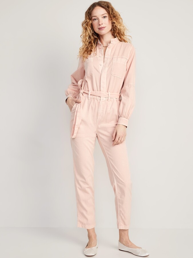 Old Navy Collarless TieBelt Utility Jumpsuit for Women ShopStyle