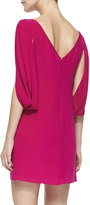 Thumbnail for your product : Milly Monarch Silk Slit-Sleeve Dress, Raspberry