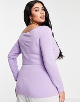 Thumbnail for your product : ASOS Curve ASOS DESIGN Curve exclusive wrap over bardot top in lilac