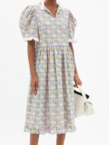 Thumbnail for your product : Horror Vacui Lea Floral-print Cotton-poplin Dress - Blue Multi