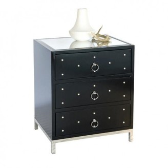 The Well Appointed House Worlds Away Studly Nightstand in Black Lacquer