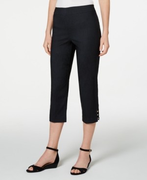 JM Collection Pull-On Lattice-Inset Capri Pants, Created for Macy's