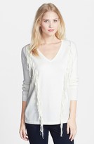 Thumbnail for your product : Vince Camuto Fringe Front V-Neck Sweater