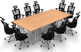 Symple Stuff Norfork 10 Person Conference Meeting Tables with 10 Chairs Complete Set