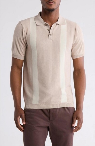 TR PREMIUM TRPREMIUM-TRNS-518-SSlimFitSweaterKnitPoloTAUPEL