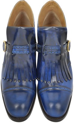 Marc Jacobs Navy Leather Fringed Monk Ankle Boot