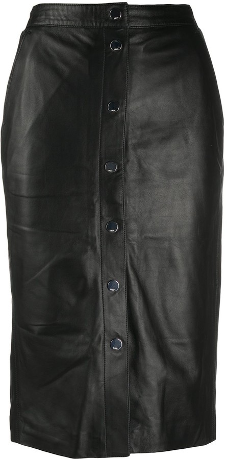 Karl Lagerfeld Paris High-Rise Leather Skirt - ShopStyle