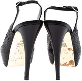 Thumbnail for your product : Gina Black Python Embossed Leather Peep Toe Platform Slingback Sandals Size 38.5
