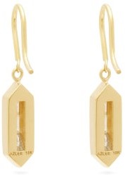 Azlee Triple Baguette Diamond And Gold Drop Earrings - Gold