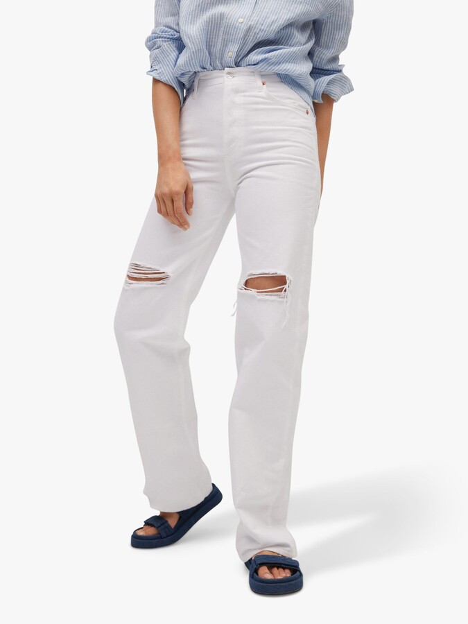 MANGO Kaia Ripped Jeans, White - ShopStyle