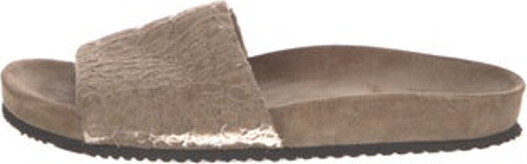 Brunello Cucinelli Suede Slides Neutrals Monili Sequin Embellishments Designer