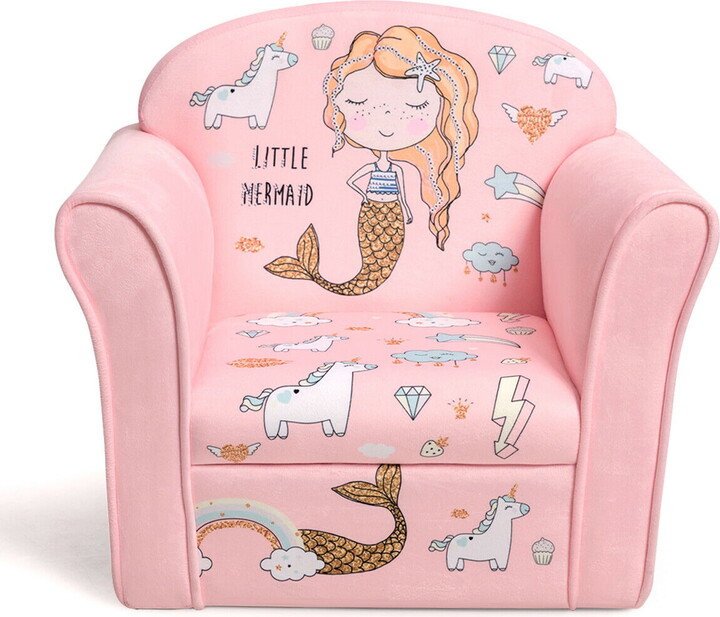 Gymax Kids Mermaid Sofa Children Armrest Couch Upholstered Chair Toddler Furniture