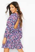 Thumbnail for your product : boohoo Floral Batwing Open Back Skater Dress