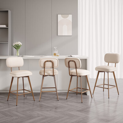 Mercer41 PU Leather Swivel Dining Chair - 360° Rotation, Upholstered Seat & Footrest