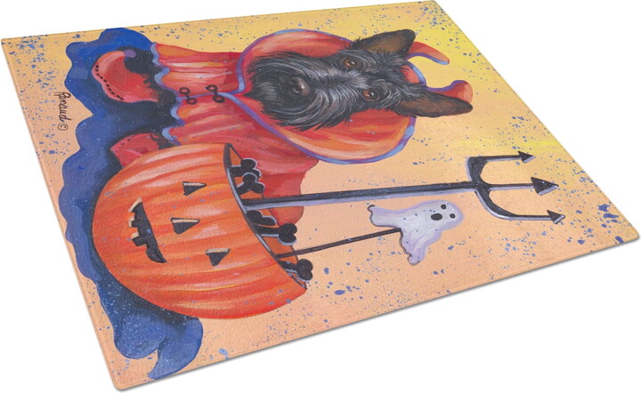 Carolines Treasures PPP3171LCB Scottie Boo Hoo Halloween Glass Cutting Board Large, 12H x 16W, multicolor