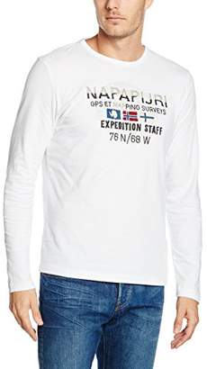 Napapijri Men's SYLIS Long Sleeve Top, White (BRIGHT WHITE), X-Large