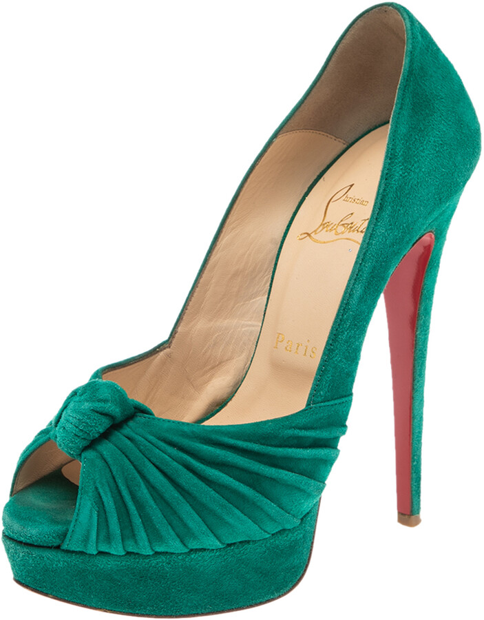 green peep toe heels