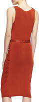 Thumbnail for your product : Donna Karan Sleeveless Self-Belted Ruched Jersey Dress