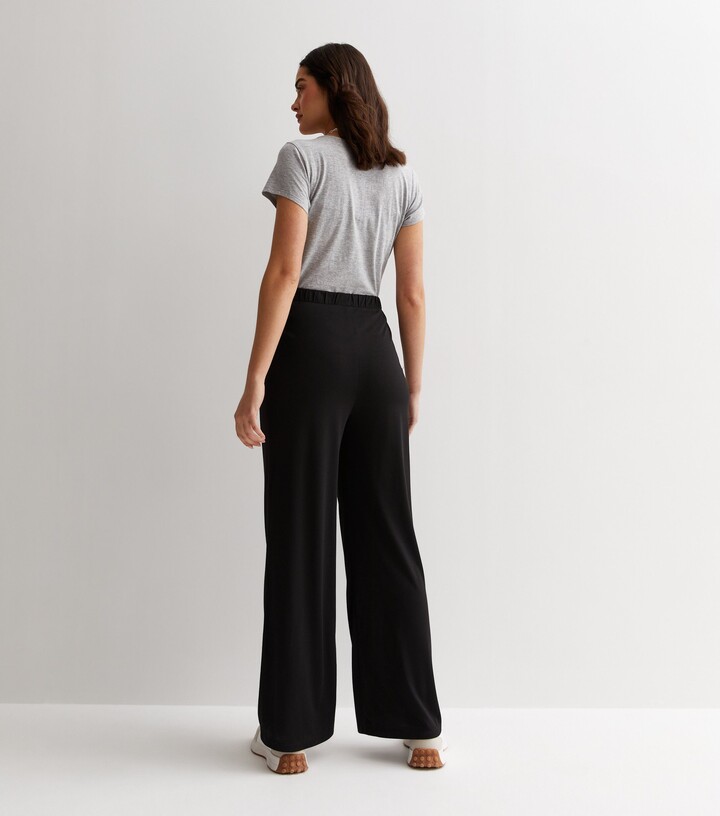 Curves Black Formal Wide Leg Cargo Trousers