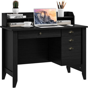 Red Barrel Studio Vintage Computer Desk With Storage Shelves And 4 Drawers