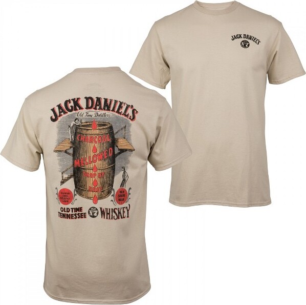 Jack Daniels MensJackDaniel'sWhiskyBarrelFrontandBackPrintT-Shirt-Medium