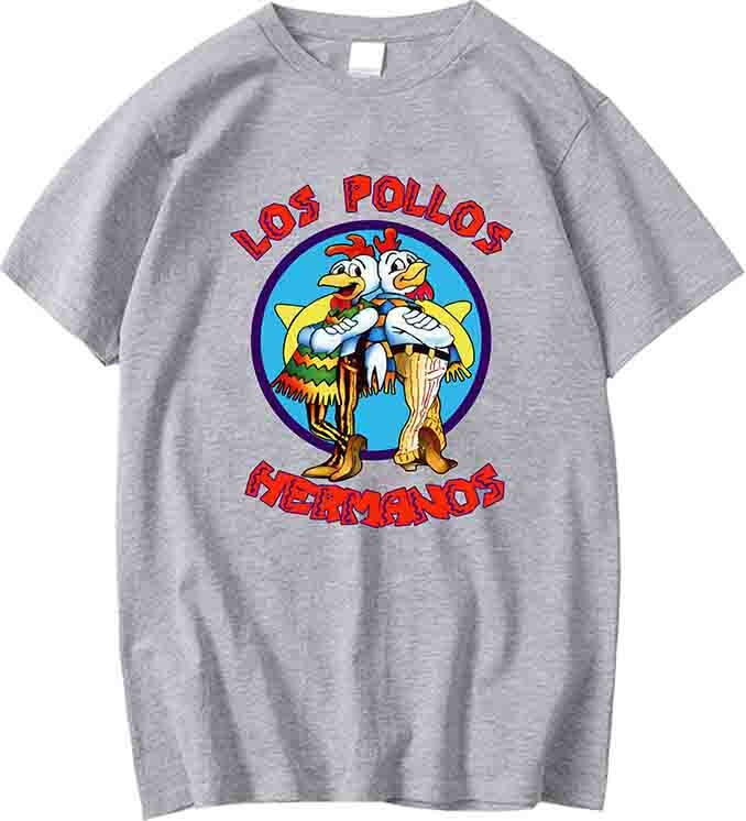 LOS POLLOS Hermanos Funny Printed T-Shirt Men Fashion Casual Short Sleeves Summer Cotton Breathable Tshirt Chicken Brothers Tees