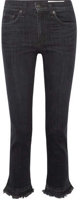 Rag & Bone Hana Cropped Frayed High-rise Bootcut Jeans - Black