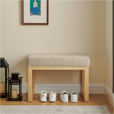 Red Barrel Studio Modern Brown Shoe Bench with Wooden Frame and Soft Cushioned Seat - Entryway Bench for Small Spaces Versatile Shoe Changing Stool