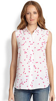Thumbnail for your product : Equipment Colleen Star-Print Silk Sleeveless Shirt