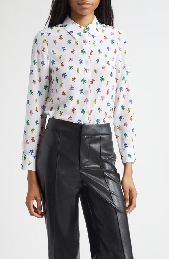Alice + Olivia x Grateful Dead Willa Print Silk Button-Up Shirt