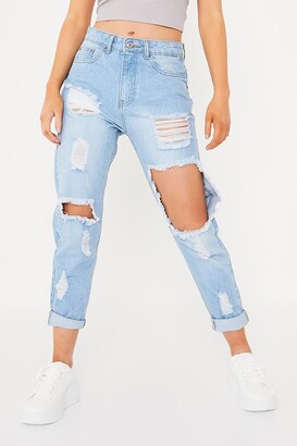 I SAW IT FIRST Light Wash Petite Ripped Mom Jeans - ShopStyle