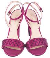 Thumbnail for your product : Bottega Veneta Satin Ankle-Strap Sandals w/ Tags