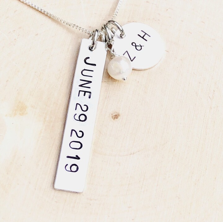 Etsy Wedding Necklace, Personalized Anniversary Gift, Monogram Necklace,, For The Bride, From Groom, Natashaaloha