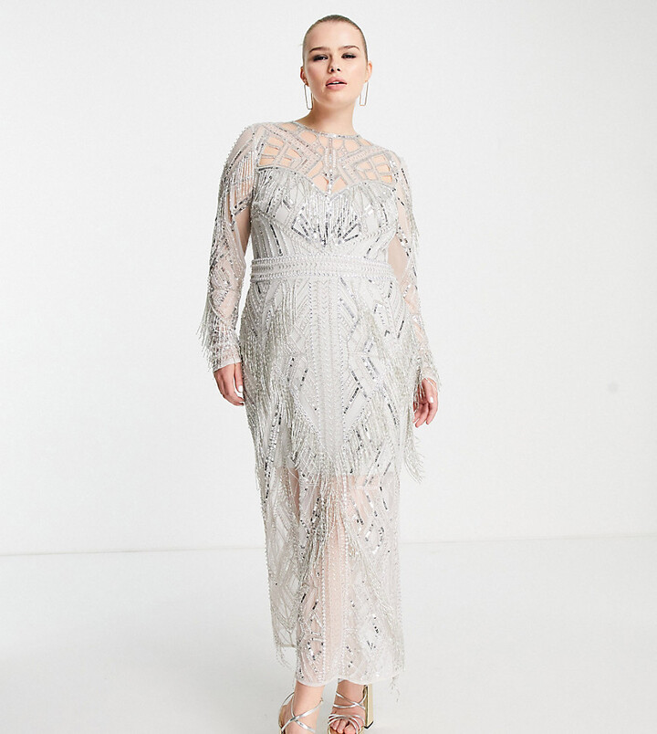 silver gray gown plus size