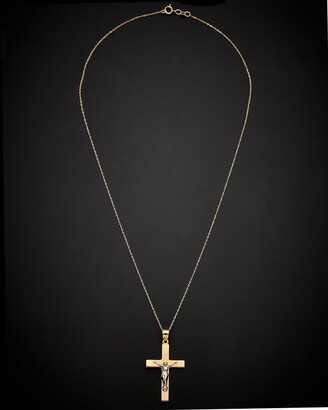 Sideways Cross Necklace in 14k Yellow Gold (18 in) | Shane Co.