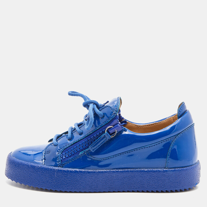Zanotti Blue Patent Low Top Sneakers Size 36 -