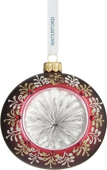 Waterford Holiday Heirlooms Ember Laurel Bauble Ornament in Red
