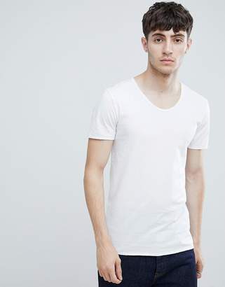 Tom Tailor Scoop Neck T-Shirt With Raw Hem In White