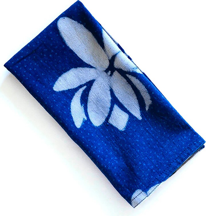 Ichcha Hand Block Printed Blue Lotus Napkin