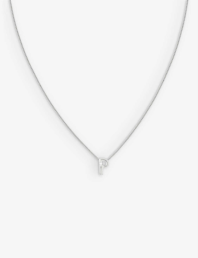 Astrid & Miyu Initial P rhodium-plated recycled sterling-silver and ...