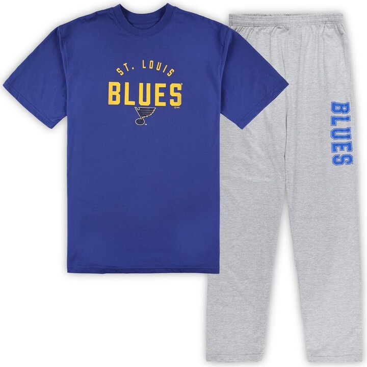 Profile Men's St. Louis Blues Royal, Heather Gray Big and Tall T-shirt and Pants Lounge Set - Royal, Heather Gray